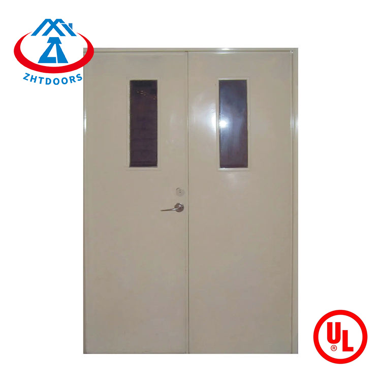 China Manufacturer Supply UL Standard Commercial Emergency Fire Exit Double Doors with View Glass Window