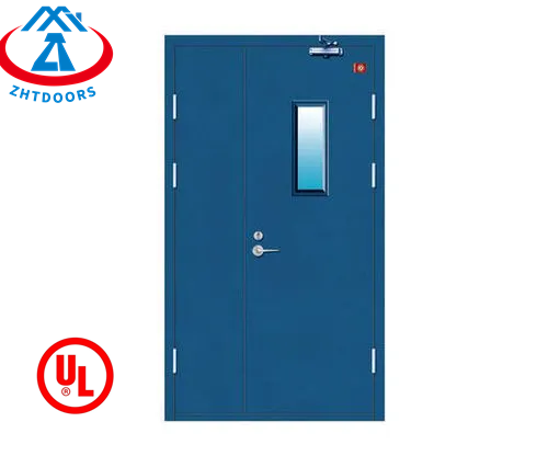 Finely crafted ulul certified 90 mins hospital fire safe exit steel 2 doors with window