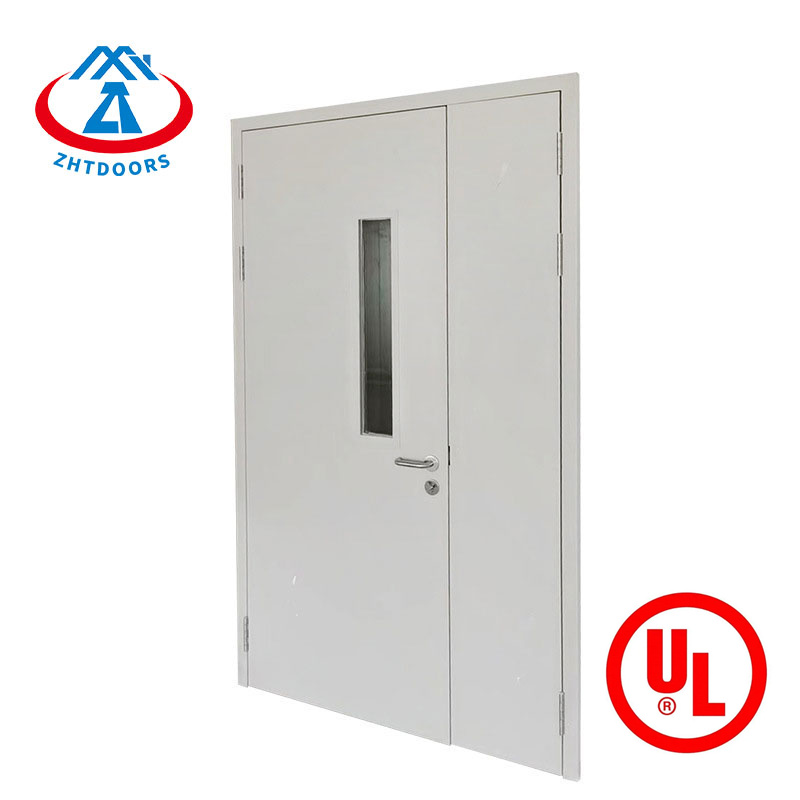 120 minutes UL standard emergency exit double steel door with emergency bar fireproof