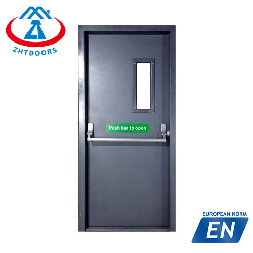 Customized EN Standard 120 Minutes Modern Single Leaf Threshold Flat Push Rod Emergency Fire Rated Metal Door