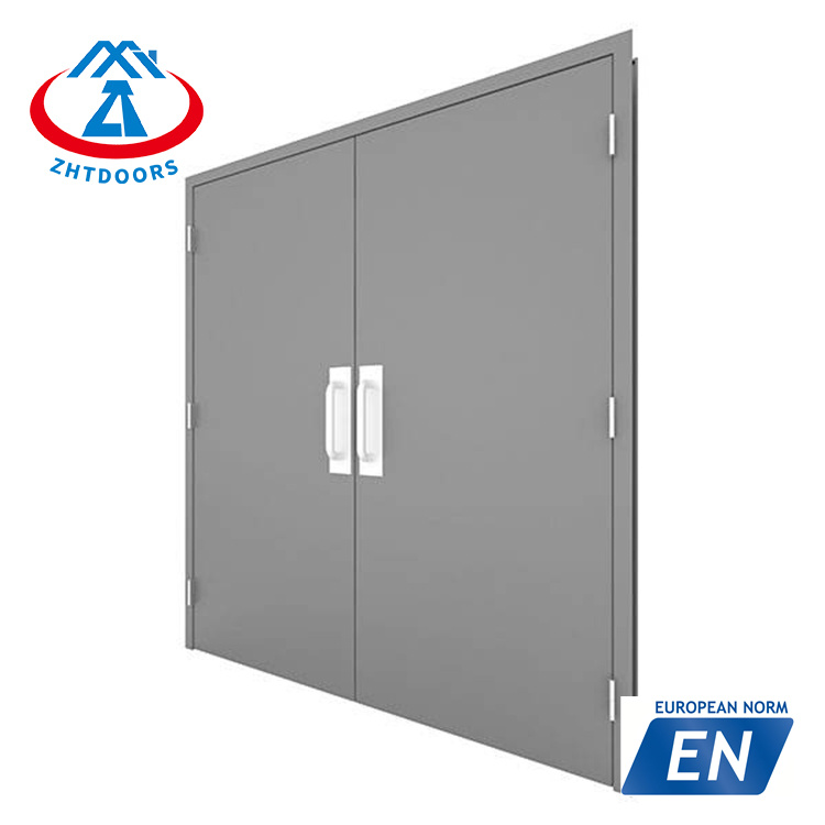 Customized multi style EN standard 60 minute galvanized steel exit fire double security doors