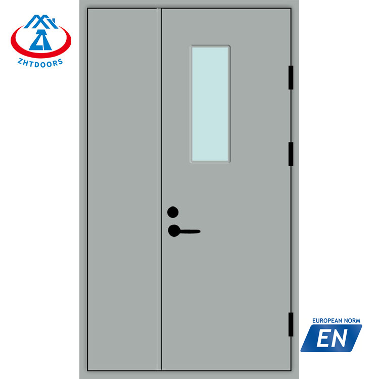 China Customized Hot Selling EN Standard 90 Minute Glass Window Single Leaf Security Fire Door