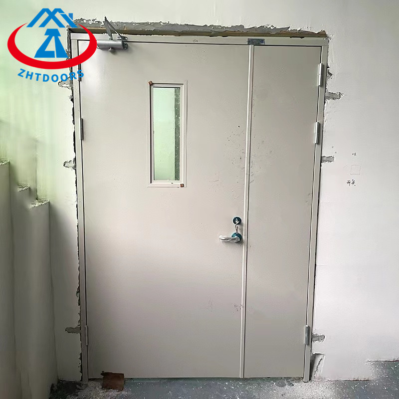 Made of high quality materials BS certified 90 minute fire rating metal door double leaf