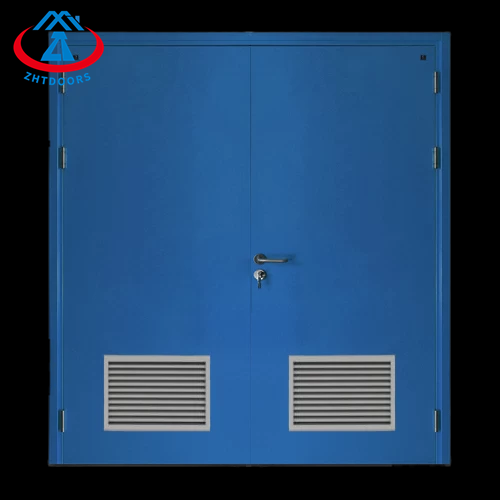 Hot selling product AS certified double leaf commercial galvanized steel fire door with bottom shutter 30 min