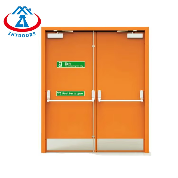 China Supply Weather Resistant BS Certified 60 Minutes Double Leaf Emergency Fire Exit Door With Push Bar