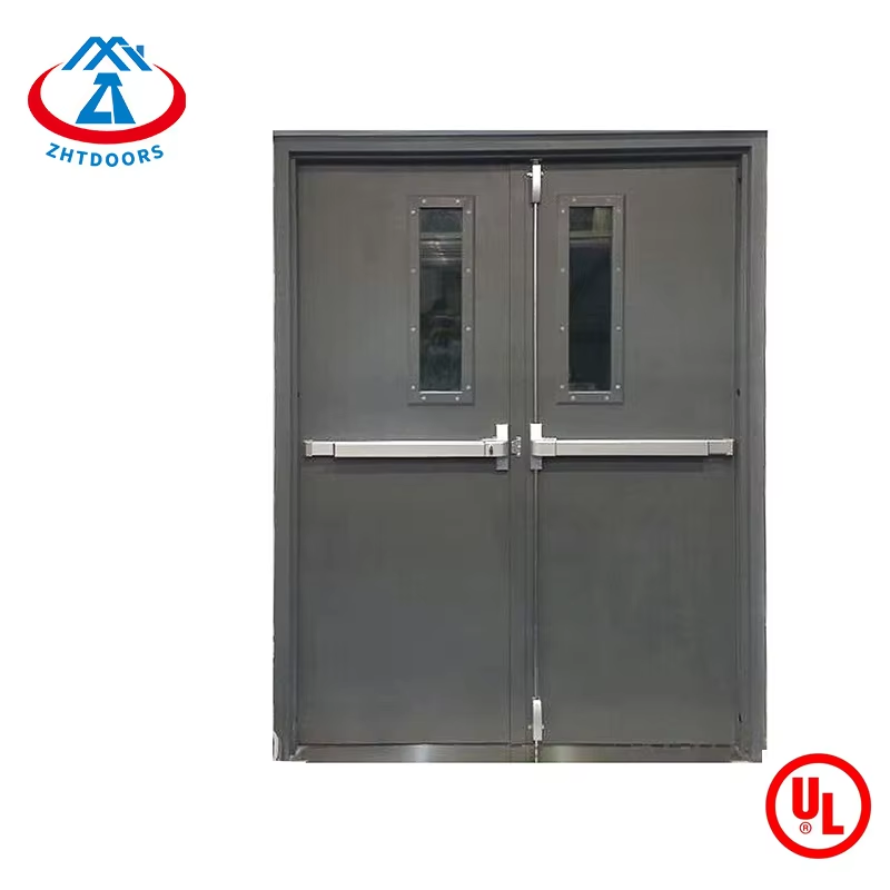 Reasonable price UL standard 3 hours double leaf casement glass fire door corridor