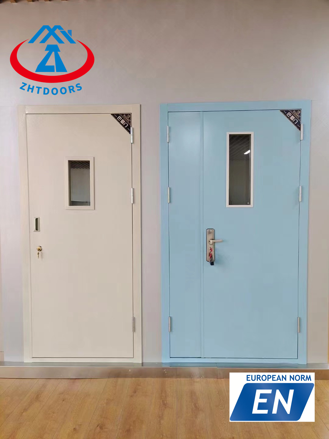 Customized light color modern 60 minutes fireproof series soundproof light metal single door EN standard