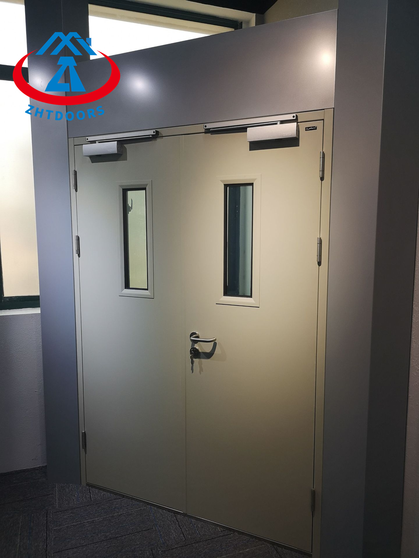 Cheap and durable BS standard 30 minute double opening fire safety swing door