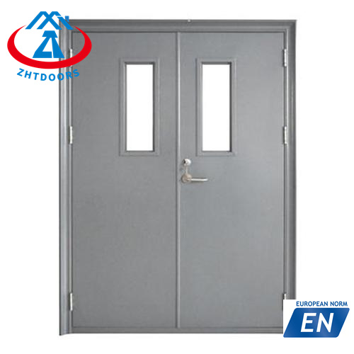 product-Zhongtai-Supplier direct sales EN approve 2 hours fire rated steel double swing doors with w
