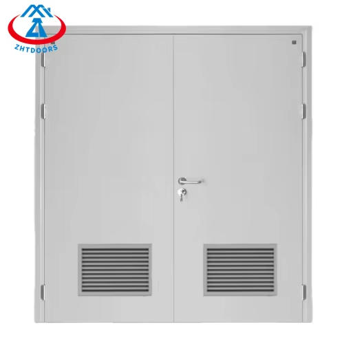 product-Hot selling product BS certified double leaf commercial steel fire door with bottom shutter 
