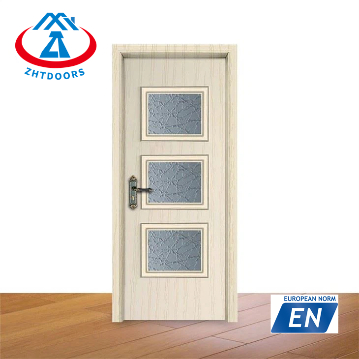 Well-known Chinese manufacturer white interior one hour fire rated oak door with glass EN standard