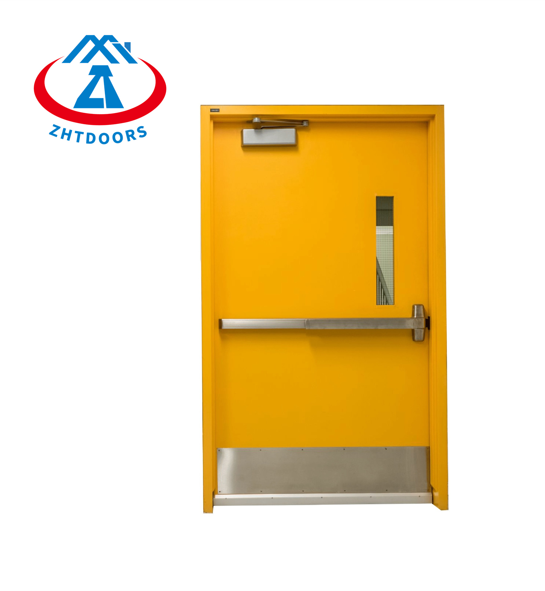 China Manufacturer Practical and Durable BS Standard 90 Minutes single Leaf with Flat Push Rod Fire Rated Exit Door