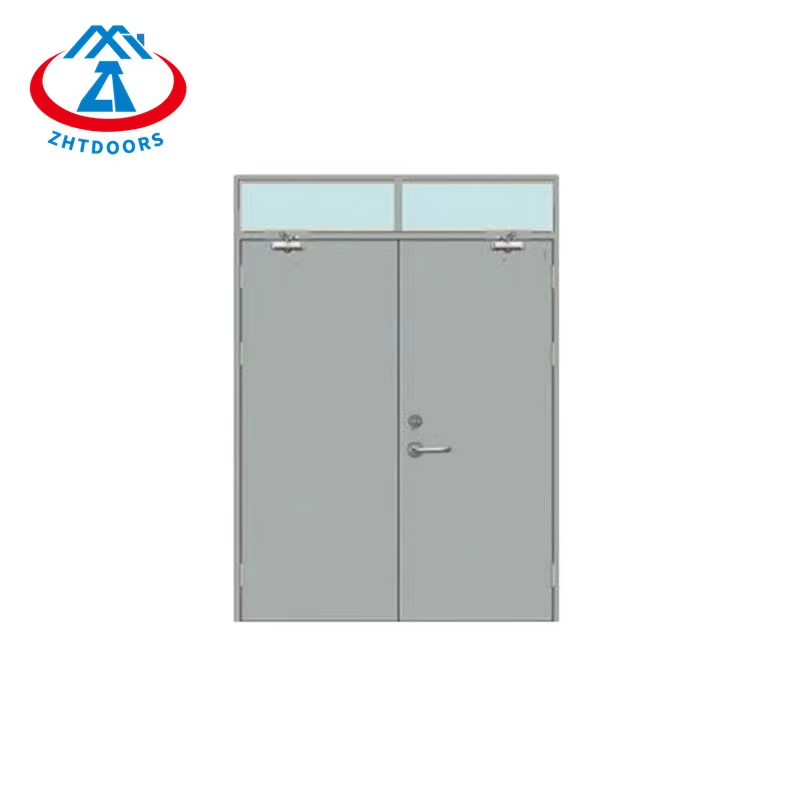 Common type double leaf fire exit glass door BS standard 90 minute