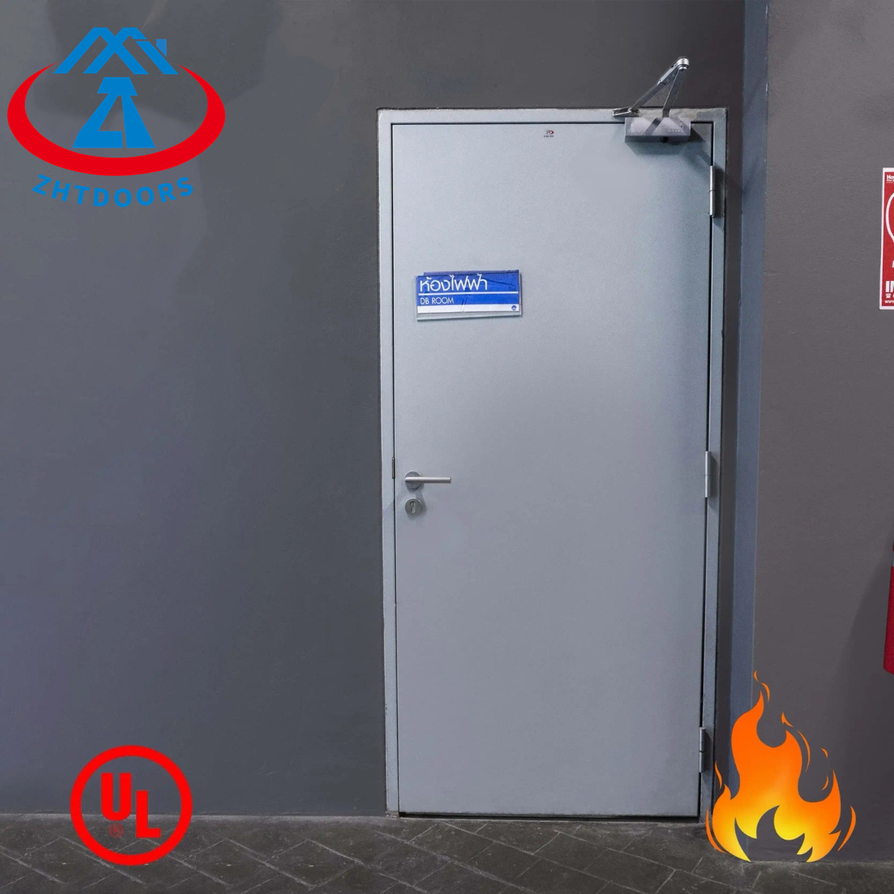 Great product steel fire rated door with door closer UL standard 3 hours