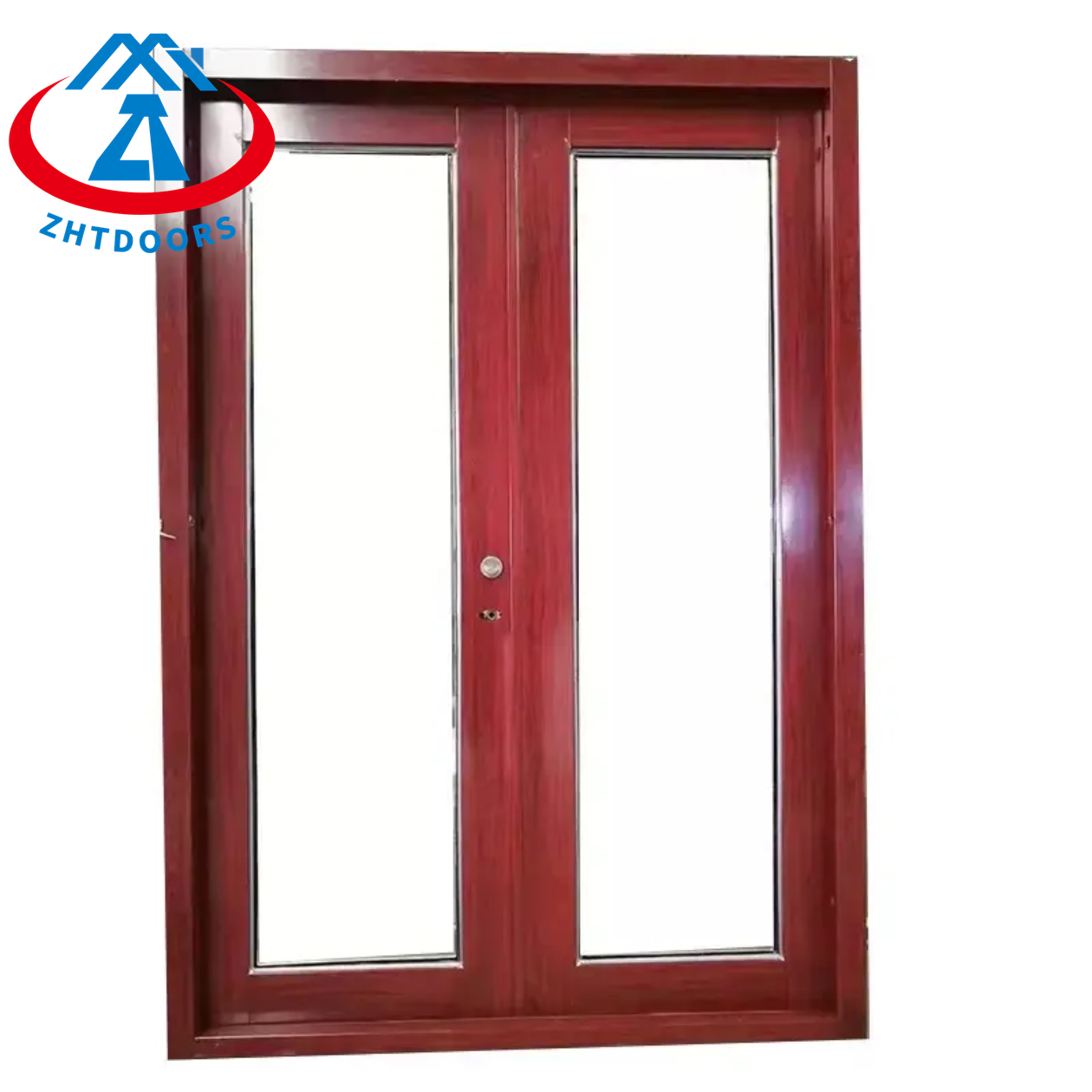 Factory direct sales red frame tempered glass fire rated door AS approve