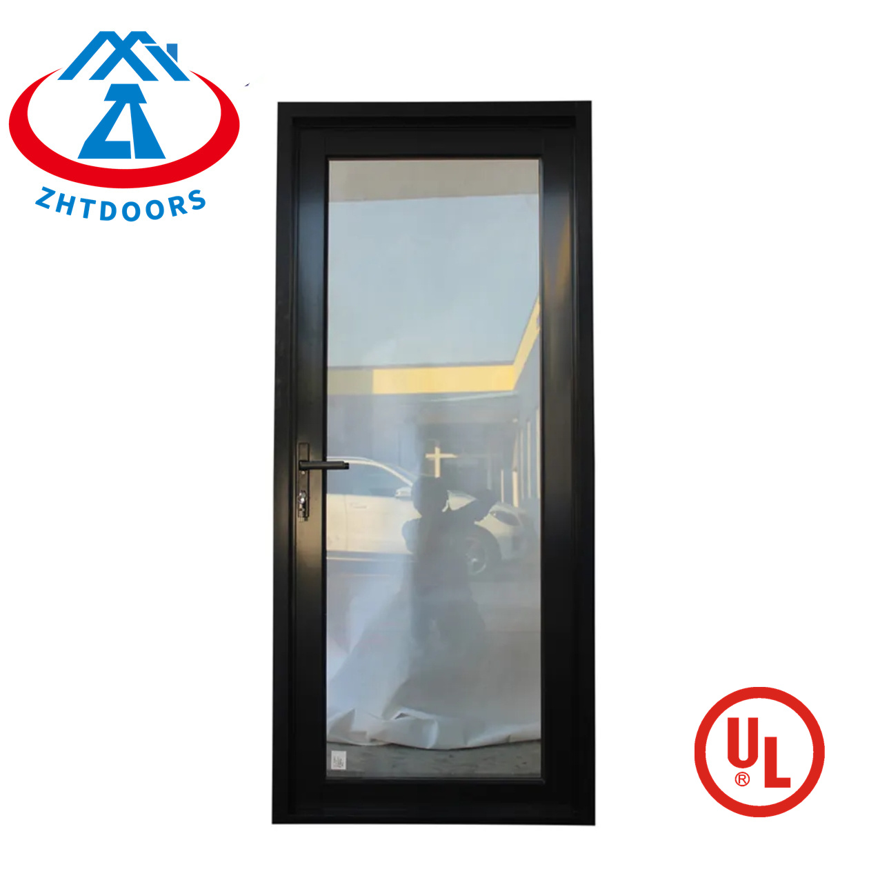 Popular styles hotel metal full glass fire door UL approve 60 minute