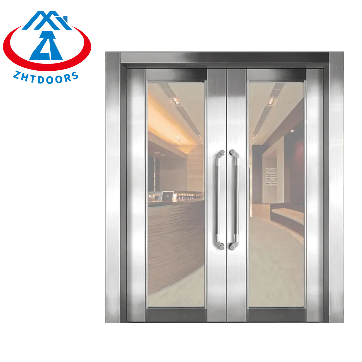 Honest Merchant Fire Rated Double Full Glass Doors Main Entrance AS Approve 30 Min