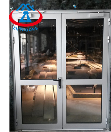 Excellent Manufacturer 60 Minute Double Leaf Metal Fire Exit Steel Glass Door BS Approve