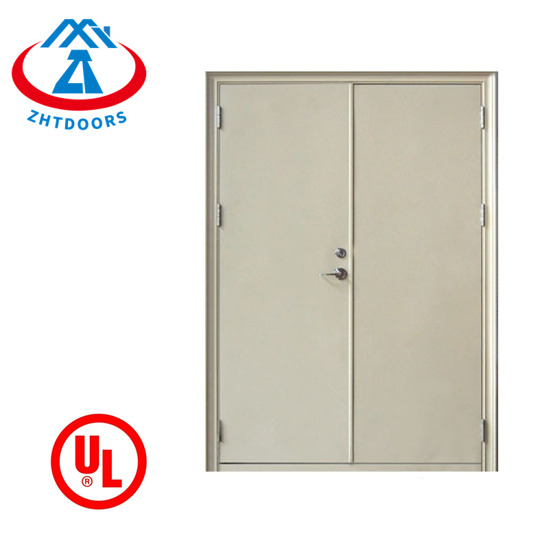 Custom Made Automatic Fire Rated Double Steel Door UL Certificate 90 Minutes