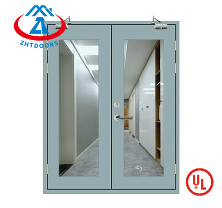 Fire and Moisture Glass Emergency Exit Metal Doors UL Certified 90 Minute