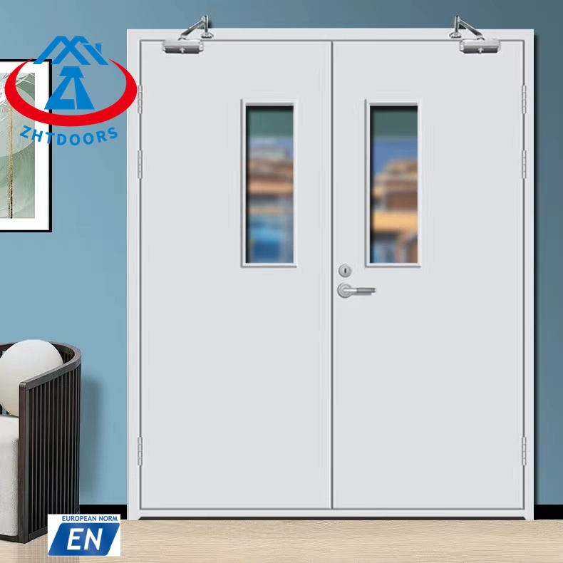 Factory EN Standard 90 Security Steel Door Black Metal Fire Doors