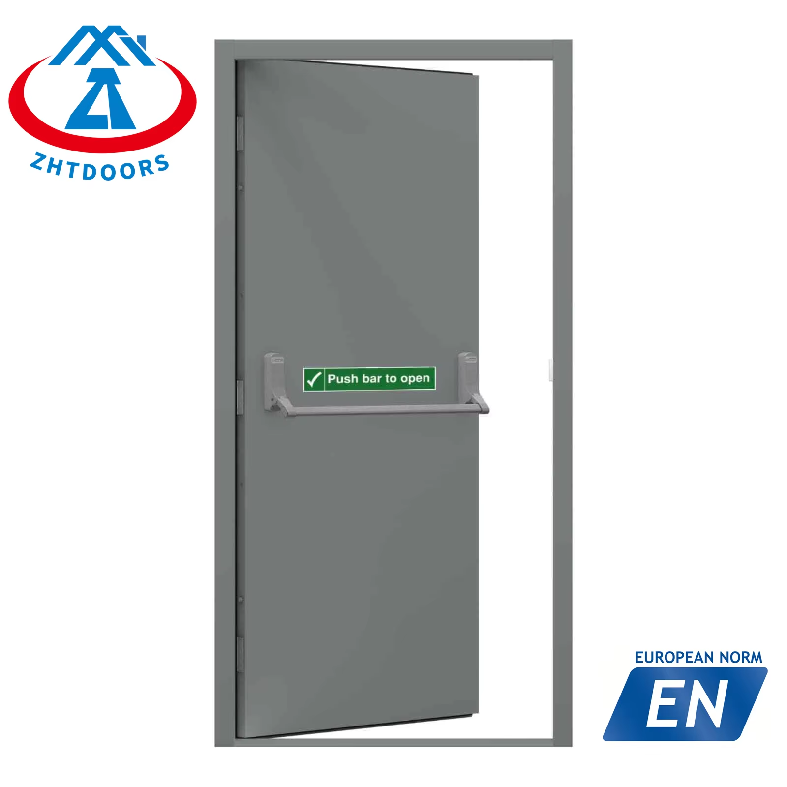 product-Transparent Price Steel Fire Reted Door with Push bar 60 min EN Approve-Zhongtai-img
