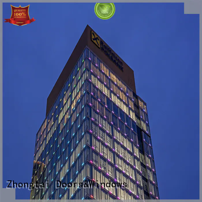 shining curtain wall manufacturers glass resist impacts Zhongtai Brand