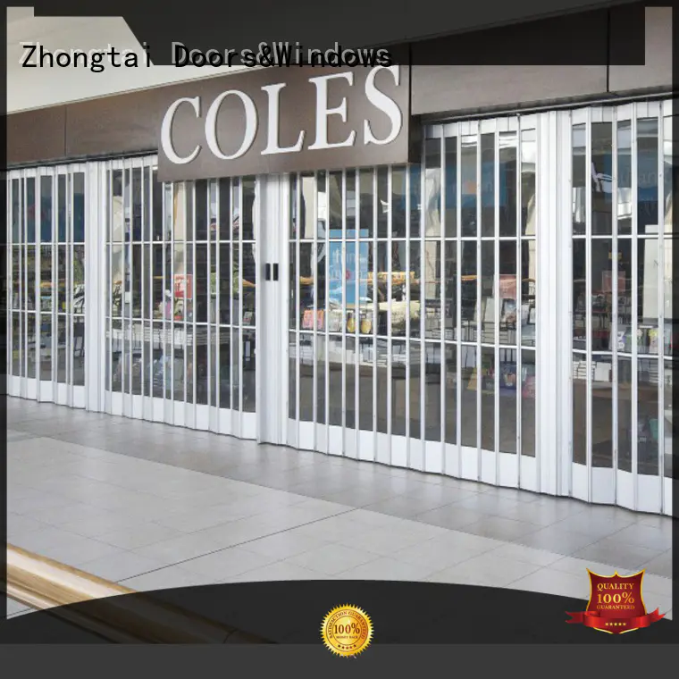 Zhongtai clear polycarbonate folding door fashionable for shopping mall