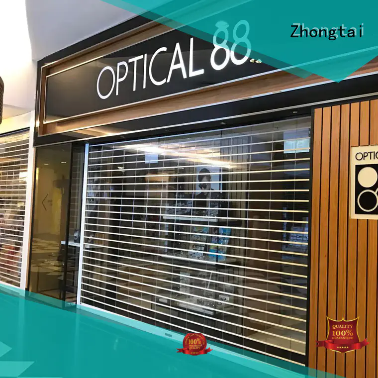 Zhongtai Brand anti-theft transparent polycarbonate rolling door vision