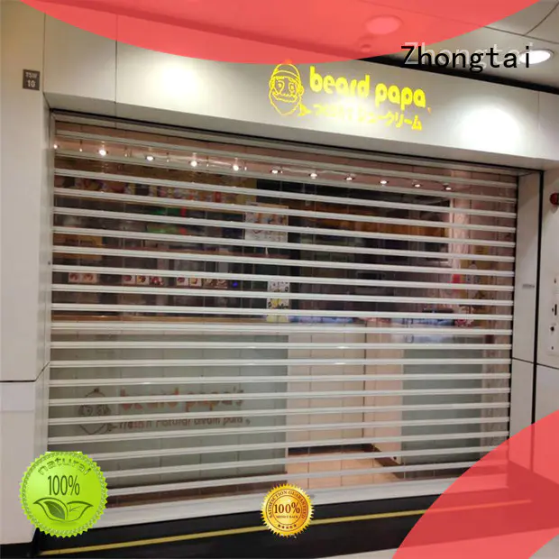 Zhongtai transparent shop roller shutters factory for clothing store